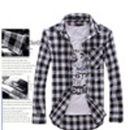 Whole-whole new fashion men shirts plaid causal shirt long sleeve flannel high quality male clothes camisas DL1649266C