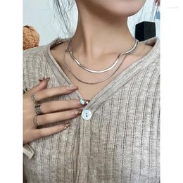 Chains Female Necklace Titanium Neck Chain With Double Layer Summer Luxury Jewellery