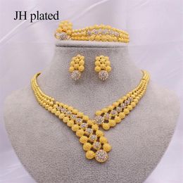 Ethiopia 24K Gold Jewelry sets for women jewellery African wedding bridal gifts bridal party Bracelet Necklace earrings ring set 2201O