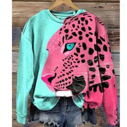 Women's Hoodies Autumn Leopard 3D Print Long Sleeve Women Fashion Streetwear Tops Female Sweatshirts Pullovers Oversized Woman Clothing