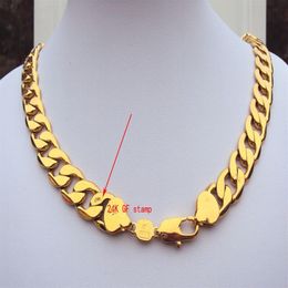 weighty Heavy 108g 24k Stamp Real Yellow Solid Gold 23 6 Men's Necklace 12MM Curb Chain 600mm Jewellery mint-mark lettering 103176