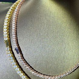 Icecap Fashion Jewellery 2023 Hot Summer Teal Moissanite Tennis Necklace S925 Sterling Silver Tennis Chain