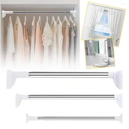 Hangers Adjustable Rod White Shower Curtain Stainless Retractable Steel Tension Hanger Drill-free Y4X5