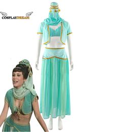 I Dream of Jeannie Jeannie's Sister Jeannie II Green Dress Cosplay Costume Arabian Belly Dancer Outfits Female Halloween CostumeCosplay