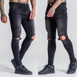 2020 New Fashion Men Skinny jeans Stretchy Pant Ripped Jeans Denim Pant Slim Fit Black Men254M