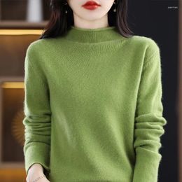 Women's Sweaters 2023 Autumn And Winter Curly Half Turtleneck Sweater High Elastic Self-Cultivation Inner Knitted Tight All-M