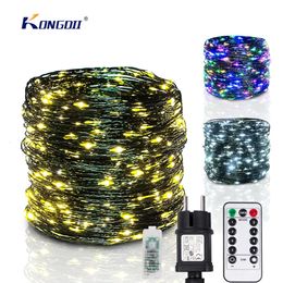 Other Event Party Supplies 100M LED String Lights Fairy Green Wire Outdoor Christmas Lights Tree Garland For Year Street Home Party Wedding Decoration 231017