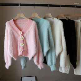 Women's Sweaters Fashionable V Neck Sweater With Unique Floral Button Perfect For Daily Wear Party And Dates