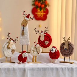 Decorative Objects Figurines Christmas Felt Lamb Lovely Accessories Desktop Decoration Years Gift Vintage Home Decor 231017