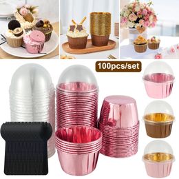 Baking Moulds 100Pcs Aluminium Foil Cupcake Liner Mini Cups Heat Resistant Small Muffin Pie Dessert Container Home Party Cake Supplies 231018