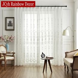 Curtain Embroidered White Tulle Curtains For Living Room Luxury Hall European Lace Voile Sheer Curtains For Window Bedroom Girl Drapes 231018