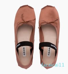 Dance Shoes Satin ballerinas mm Platform Bowknot Shallow Mouth Single Shoe flat sandals for women