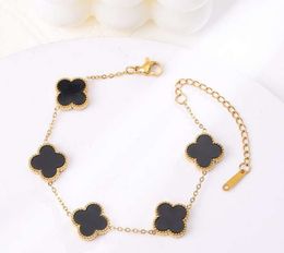 18 Charm Bracelets Fashion Vintage 5 motifs Clover Leaf Necklace Luxury Design Wedding Jewelry Van 4/four flower gifts