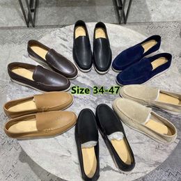 Loro Piano Loro Pianaa Dress Lp Pianas Shoes Walk Couples Charms Embellished Suede Loafers Moccasins Genuine Leather Casual Slip on Flats for Men Women Luxury Design