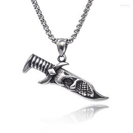 Pendant Necklaces Punk Stainless Steel Chain Demon Dagger Necklace For Men Vintage Skull Knife Charm Male Jewellery Gift Bijoux Heal2651