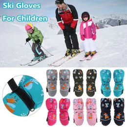 Ski Gloves Cute Cartoon Winter Children Thick Warm Non slip Mittens Waterproof Windproof Outdoor Sports 231017
