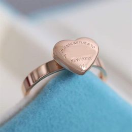 316L stainless steel band ring with heart shape and words design in three colors plated for women wedding jewelry gift have stamp 295y