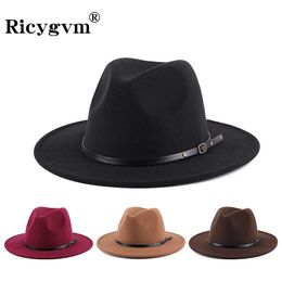 Wide Brim Hats Bucket Hats Fedora Hat For Men Women Solid Color Imitation Woolen Jazz Caps Elegant Female British Retro Wide Brim Cap Church Wedding Bowler 231018