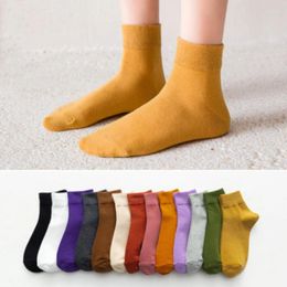 Women Socks Ankle For Crew Long Breathable Casual Cotton Black White Solid Colors Spring Autumn Comfortable Middle Tube Sock