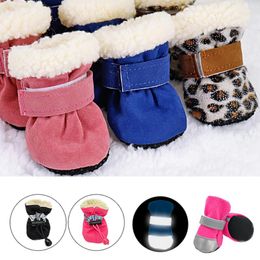 Dog Apparel 4pcs Pet Shoes Winter Anti-slip Cat Dogs Snow Boot For Small Thick Puppy Socks Boots Chihuahua Yorkshire