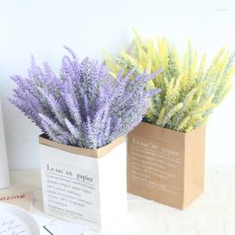 Decorative Flowers 1 PCS Home Decoration Wheat Lavender Artificial Flocking Plants Potted Plastic Bouquet Fake Flower