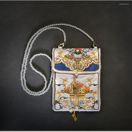 Jewellery Pouches Hanfu Handbag Double Embroidered Bag Purse Retro Chinese Style Fairy Pearl Chain Square Daily Versatile239K