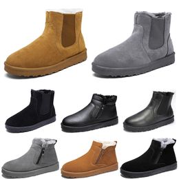 GAI GAI GAI Unbranded Snow Boots Mid-top Men Woman Shoes Brown Black Grey Leather Outdoor Cotton