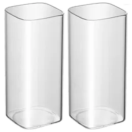 Wine Glasses 2 Pcs Transparent Drinking Cup Clear Square Mugs Whisky Exquisite Water Cups Juice Holder Cocktail Bottles