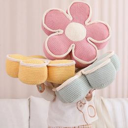 Plush Pillows Cushions Lifelike Sunflower Seat Cushion Plush Plant Pillow Down Cotton Filled Yellow Pink Beige Chair Flower Pillow Valentine's Gift 231017