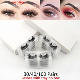 False Eyelashes Visofree 30/40/100 Pairs 3D Mink Lashes With Tray No Box Handmade Full Strip Lashes Mink False Eyelashes Makeup eyelashes cilios 231018