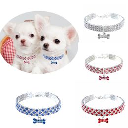 Cat Dog Collar Rhinestone Pet Collar Supplies Crystal Puppy Chihuahua Collars Dogs Necklace Dog Leashes