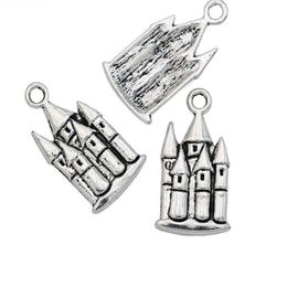 200Pcs lot alloy Antique Silver Plated Castle House Charms Pendant for Jewellery Making Bracelet Accessories DIY 22x12mm300w