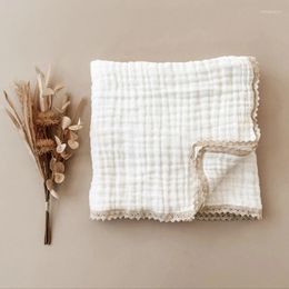 Blankets 6 Layer Gauze Baby Blanket Lace Swaddle Wrap Soft Cotton Bath Towel Muslin For Born Bedding Items Stroller Bed Cover