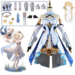 Genshin Impact Cosplay Lumine Cosplay Costumes Halloween Party Game Costumes for Women Girls Cute Suit Lumine Wig Full Setscosplay