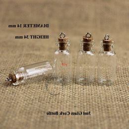100pcs/lot 3ml Glass Vial Cork Bottle 1/10OZ Small wishing Display Jar Vintage Glassware Clear Empty Refillable Containergood qualitty Ghbdw
