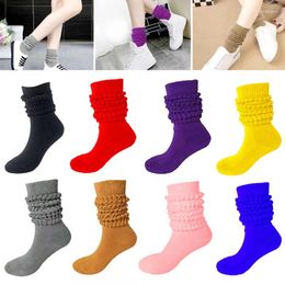 Men's Socks 1 Pair Women Casual Twist Ribbed Knitted High Autumn Ladies Solid Colour Scrunch Thicken Men Winter Knitting