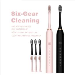 Toothbrush Sonic Electric for Men and Women Adult Household Non Rechargeable Soft Hair IPX7 Waterproof Head Nozzle 231017