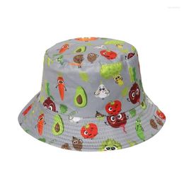 Berets Summer Vegetables Fruits Printed Bucket Hats For Girls Fashion Hip Hop Sun Visor Hat Men Women Fisherman's Cap Boy Panama Gorros