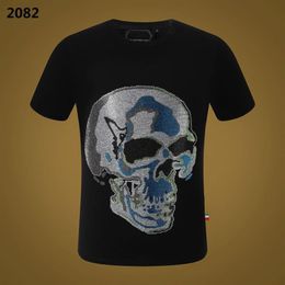 PP Men's T-shirt Summer rhinestone Short Sleeve Round Neck Phillip Plain shirt tee Skulls Print Tops Streetwear M-xxxL 88130223l