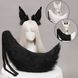 Halloween Plush Jackal Cat Ears and Tail Cosplay Lolita Headband Fox Jackal Cat Tail Animal Ears Headwear Kawaii Accessoriescosplay