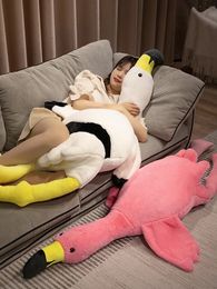 Plush Dolls Large Sized Fluffy Flamingo Toys Sleep Pillow Cute Stuffed Animal Plushies Doll Floor Cushion Children's Birthday Gift 231018