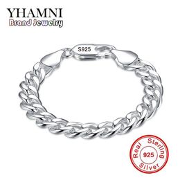 YHAMNI Brand Fine Jewellery 100% 925 Sterling Silver Bangles Bracelet For Men Classic Charm Bracelet S925 Stamped Men's Bracele254N