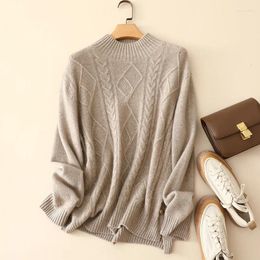 Women's Sweaters Masigoch 7gg Winter Thick Chunky Cashmere Argyle Cable Knit