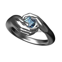 Wedding Rings Wedding Rings Romantic Love Hug Hand For Women Men Creative Finger Ring Fashion Jewellery Jewellery Ring Dh1Lm
