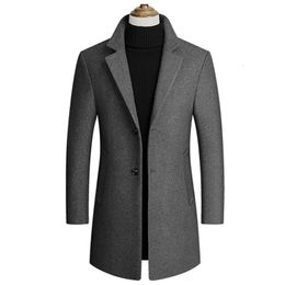 Men's Wool Blends Winter Jacket Long Coat Single Breasted Peacoat Casual Men Overcoat Blend Jackets Brand 231018