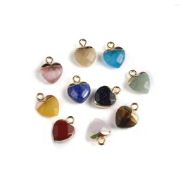 Pendant Necklaces 5pcs Natural Stone Pendants Gold Plated Heart Opal Red Crystal For Charms Jewellery Making Diy Women Necklace Earrings