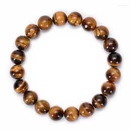 Strand 6-20 Mm Beads Tiger Eye Bracelet For Women Brown Natural Stone Men Elastic Yoga Chakra Healing Energy Jewellery