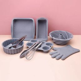 Baking Moulds 10 Pieces Silicone Cake Mould Scrape Oil Brush Bakery Baking Tool Pastry Bakery Noodle Shop Accessories Diy Tool 231018