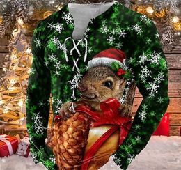 Customised Tees & Polos 021 Christmas Squirrel Hoodie Loose Sweater Long sleeved Coat