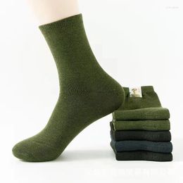 Men's Socks 5 Pairs Spring And Autumn Men High Quality Mid Tube Camouflage Army Green Comfortable Warm Military Thickened Cotton